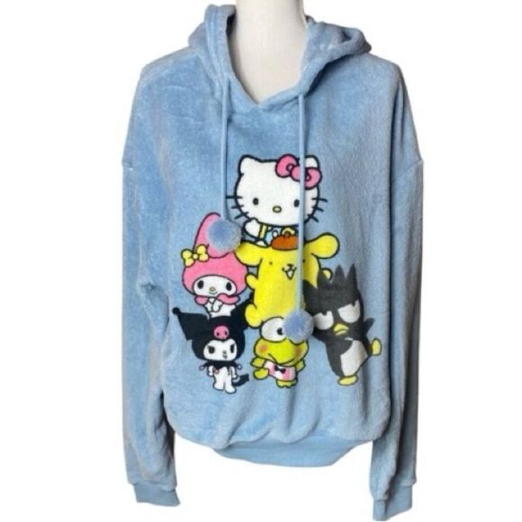 Sanrio Womens Blue Hello Kitty and Friends Graphic Hoodie Sweatshirt Size XL - Picture 1 of 5